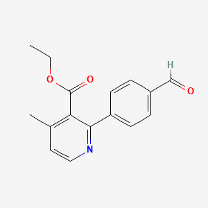 molecular formula C16H15NO3 B1396288 2-(4-Formyl-phenyl)-4-methyl-nicotinic acid ethyl ester CAS No. 1299607-58-1