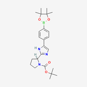 molecular formula C24H34BN3O4 B1396289 (s)-tert-Butyl 2-(5-(4-(4,4,5,5-tetramethyl-1,3,2-dioxaborolan-2-yl)phenyl)-1h-imidazol-2-yl)pyrrolidine-1-carboxylate CAS No. 1007882-12-3