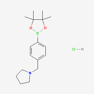 1-{[4-(Tetramethyl-1,3,2-dioxaborolan-2-yl)phenyl]methyl}pyrrolidine hydrochloride