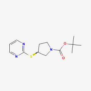 molecular formula C13H19N3O2S B13962944 (S)-3-(Pyrimidin-2-ylsulfanyl)-pyrrolidine-1-carboxylic acid tert-butyl ester 