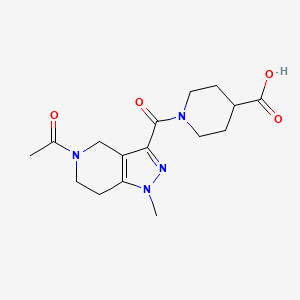 molecular formula C16H22N4O4 B1396306 1-[(5-acetyl-1-methyl-4,5,6,7-tetrahydro-1H-pyrazolo[4,3-c]pyridin-3-yl)carbonyl]piperidine-4-carboxylic acid CAS No. 1306738-60-2