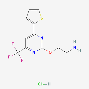 molecular formula C11H11ClF3N3OS B1396319 (2-{[4-(2-Thienyl)-6-(trifluoromethyl)pyrimidin-2-yl]oxy}ethyl)amine hydrochloride CAS No. 1349716-58-0