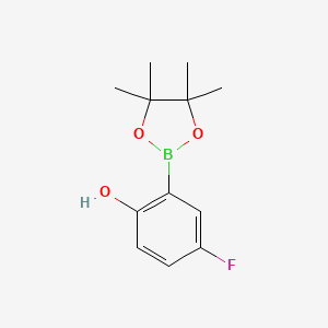 molecular formula C12H16BFO3 B1396325 4-Fluoro-2-(4,4,5,5-tetramethyl-1,3,2-dioxaborolan-2-yl)phenol CAS No. 779331-49-6