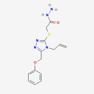 molecular formula C14H17N5O2S B1396337 2-{[4-allyl-5-(phenoxymethyl)-4H-1,2,4-triazol-3-yl]thio}acetohydrazide CAS No. 1306739-34-3