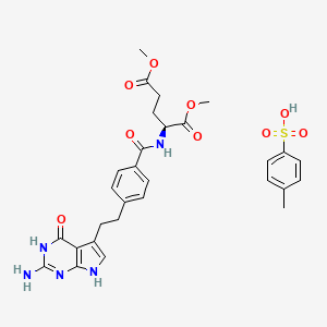 molecular formula C29H33N5O9S B13963514 dimethyl (2S)-2-[[4-[2-(2-amino-4-oxo-3,7-dihydropyrrolo[2,3-d]pyrimidin-5-yl)ethyl]benzoyl]amino]pentanedioate;4-methylbenzenesulfonic acid 
