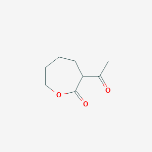 molecular formula C8H12O3 B13963525 2-Oxepanone, 3-acetyl-(9CI) CAS No. 530103-61-8