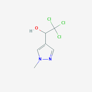 molecular formula C6H7Cl3N2O B1396362 2,2,2-Trichloro-1-(1-methyl-1H-pyrazol-4-yl)ethanol CAS No. 1338495-17-2