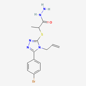 molecular formula C14H16BrN5OS B1396368 2-{[4-Allyl-5-(4-bromophenyl)-4H-1,2,4-triazol-3-yl]thio}propanohydrazide CAS No. 1306739-00-3