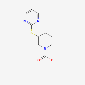 molecular formula C14H21N3O2S B13963716 3-(Pyrimidin-2-ylsulfanyl)-piperidine-1-carboxylic acid tert-butyl ester 