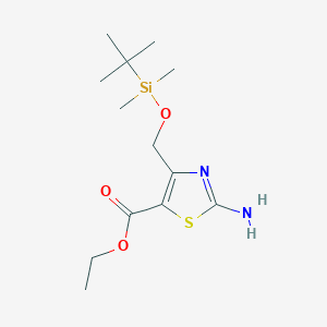molecular formula C13H24N2O3SSi B13963786 Ethyl 2-amino-4-({[tert-butyl(dimethyl)silyl]oxy}methyl)-1,3-thiazole-5-carboxylate CAS No. 907545-48-6