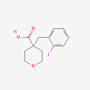 molecular formula C13H15IO3 B1396383 4-(2-Iodobenzyl)tetrahydro-2H-pyran-4-carboxylic acid CAS No. 1338495-25-2
