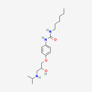 molecular formula C19H33N3O3 B13963867 N-Hexyl-N'-(4-(2-hydroxy-3-((1-methylethyl)amino)propoxy)phenyl)urea CAS No. 38748-24-2