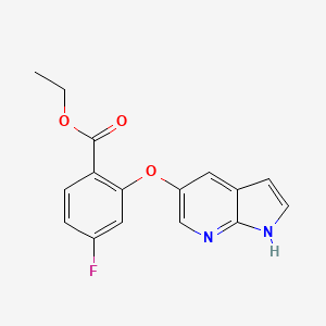 molecular formula C16H13FN2O3 B13963893 Ethyl 2-((1H-pyrrolo[2,3-b]pyridin-5-yl)oxy)-4-fluorobenzoate 