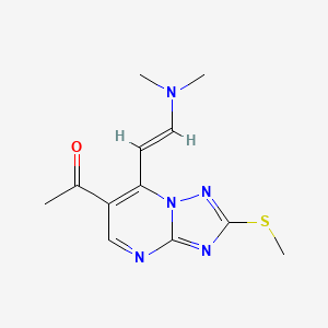 molecular formula C12H15N5OS B1396390 1-[7-[2-(Dimethylamino)vinyl]-2-methylsulfanyl-[1,2,4]triazolo[1,5-a]pyrimidin-6-yl]ethanone CAS No. 1306753-65-0