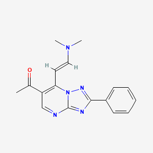 molecular formula C17H17N5O B1396391 1-{7-[(E)-2-(dimethylamino)vinyl]-2-phenyl[1,2,4]triazolo[1,5-a]pyrimidin-6-yl}ethanone CAS No. 1306753-52-5