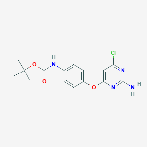 molecular formula C15H17ClN4O3 B13963933 Tert-butyl 4-(2-amino-6-chloropyrimidin-4-yloxy)phenylcarbamate 