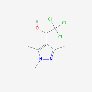 molecular formula C8H11Cl3N2O B1396395 2,2,2-Trichloro-1-(1,3,5-trimethyl-1H-pyrazol-4-yl)ethanol CAS No. 1338494-89-5