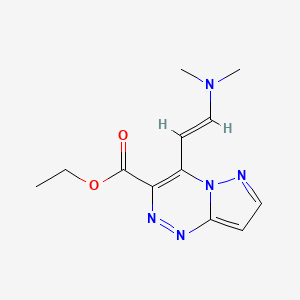 molecular formula C12H15N5O2 B1396399 Ethyl 4-[2-(dimethylamino)vinyl]pyrazolo[5,1-c][1,2,4]triazine-3-carboxylate CAS No. 1306753-56-9