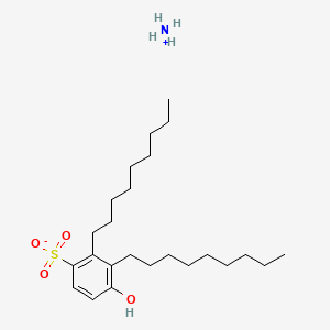 molecular formula C24H42O4S.H3N<br>C24H45NO4S B13963993 Benzenesulfonic acid, hydroxydinonyl-, monoammonium salt CAS No. 93919-48-3