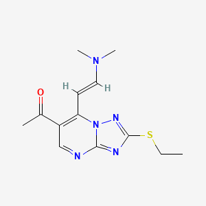 molecular formula C13H17N5OS B1396401 1-[7-[(E)-2-(dimethylamino)vinyl]-2-(ethylthio)[1,2,4]triazolo[1,5-a]pyrimidin-6-yl]ethanone CAS No. 1306753-63-8
