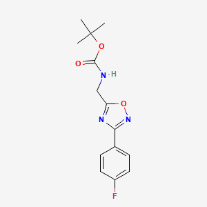 molecular formula C14H16FN3O3 B1396407 5-(tert-Butyloxycarbonyamino)methyl-3-(4-fluorophenyl)-[1,2,4]oxadiazole CAS No. 1053656-53-3