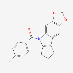 molecular formula C20H17NO3 B13964156 Cyclopenta(b)-1,3-dioxolo(4,5-f)indole, 5,6,7,8-tetrahydro-5-(p-toluoyl)- CAS No. 50332-16-6