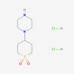 molecular formula C9H20Cl2N2O2S B1396420 1-(1,1-Dioxidotetrahydro-2H-thiopyran-4-yl)-piperazine dihydrochloride CAS No. 939983-20-7