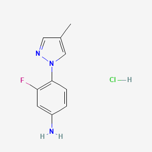 molecular formula C10H11ClFN3 B1396424 3-Fluoro-4-(4-methyl-1H-pyrazol-1-yl)aniline hydrochloride CAS No. 1332528-59-2