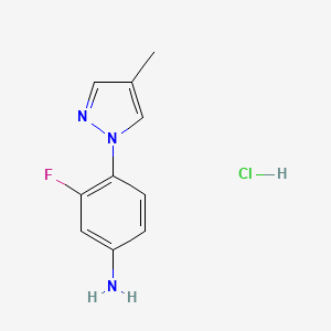 molecular formula C10H11ClFN3 B1396424 [3-Fluoro-4-(4-methyl-1H-pyrazol-1-yl)phenyl]-amine hydrochloride CAS No. 1332528-59-2