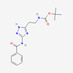 molecular formula C16H21N5O3 B1396426 tert-Butyl {2-[3-(benzoylamino)-1H-1,2,4-triazol-5-yl]ethyl}carbamate CAS No. 1338494-67-9