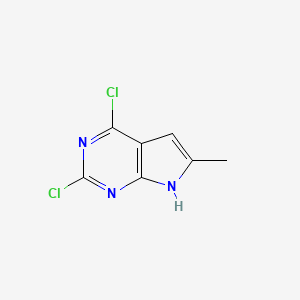 molecular formula C7H5Cl2N3 B1396427 2,4-Dichloro-6-methyl-7H-pyrrolo[2,3-d]pyrimidine CAS No. 1192711-71-9
