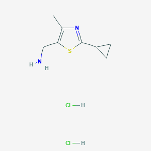molecular formula C8H14Cl2N2S B1396429 [(2-Cyclopropyl-4-methyl-1,3-thiazol-5-yl)methyl]-amine dihydrochloride CAS No. 1332528-46-7