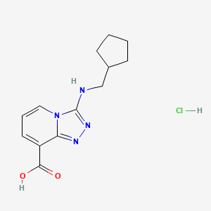 molecular formula C13H17ClN4O2 B1396430 3-((Cyclopentylmethyl)amino)-[1,2,4]triazolo[4,3-a]pyridine-8-carboxylic acid hydrochloride CAS No. 1332528-61-6