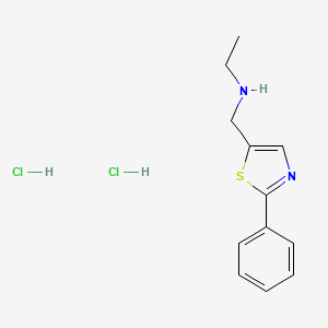 molecular formula C12H16Cl2N2S B1396436 N-[(2-phenyl-1,3-thiazol-5-yl)methyl]ethanamine dihydrochloride CAS No. 1215609-28-1