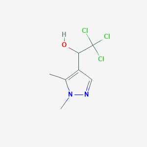 molecular formula C7H9Cl3N2O B1396438 2,2,2-Trichloro-1-(1,5-dimethyl-1H-pyrazol-4-yl)ethanol CAS No. 1338495-33-2