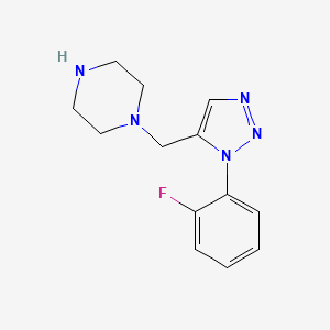 molecular formula C13H16FN5 B1396440 1-{[1-(2-fluorophenyl)-1H-1,2,3-triazol-5-yl]methyl}piperazine CAS No. 1338692-39-9