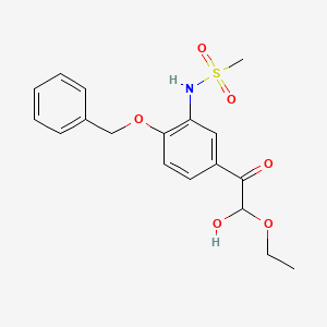 molecular formula C18H21NO6S B13964406 N-[2-benzyloxy-5-(2-ethoxy-2-hydroxy-acetyl)-phenyl]-methanesulphonamide CAS No. 73883-66-6