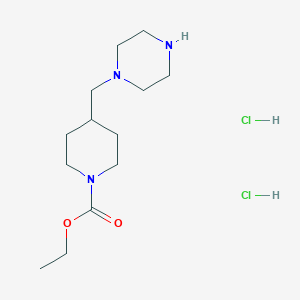 molecular formula C13H27Cl2N3O2 B1396442 Ethyl 4-(piperazin-1-ylmethyl)piperidine-1-carboxylate dihydrochloride CAS No. 1211474-84-8