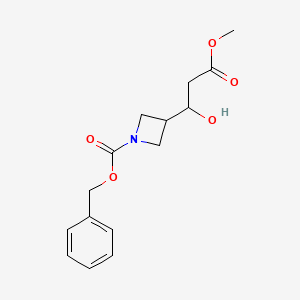 molecular formula C15H19NO5 B13964506 Benzyl 3-(1-hydroxy-3-methoxy-3-oxopropyl)azetidine-1-carboxylate 