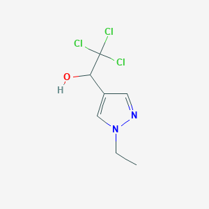 molecular formula C7H9Cl3N2O B1396453 2,2,2-Trichloro-1-(1-ethyl-1H-pyrazol-4-yl)ethanol CAS No. 1338495-16-1
