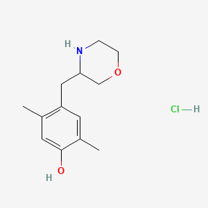 molecular formula C13H20ClNO2 B13964536 Phenol, 2,5-dimethyl-4-(3-morpholinylmethyl)-, hydrochloride CAS No. 61791-78-4
