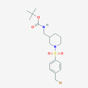 molecular formula C18H27BrN2O4S B13964563 Tert-butyl ((1-((4-(bromomethyl)phenyl)sulfonyl)piperidin-3-yl)methyl)carbamate 