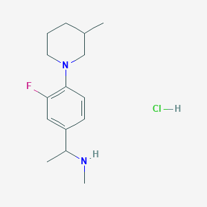 molecular formula C15H24ClFN2 B1396459 {1-[3-Fluoro-4-(3-methylpiperidin-1-yl)phenyl]-ethyl}methylamine hydrochloride CAS No. 1332530-15-0