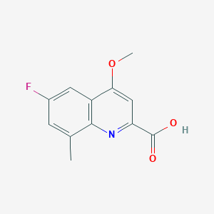 molecular formula C12H10FNO3 B1396467 6-Fluoro-4-methoxy-8-methylquinoline-2-carboxylic acid CAS No. 1338661-72-5