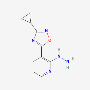 molecular formula C10H11N5O B1396469 3-(3-Cyclopropyl-1,2,4-oxadiazol-5-yl)-2-hydrazinylpyridine CAS No. 1338653-70-5