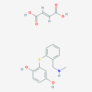 molecular formula C18H19NO6S B139647 2-((2-((Methylamino)methyl)phenyl)thio)-1,4-benzenediol (Z)-2-butenedioate (1:1) (salt) CAS No. 127906-41-6