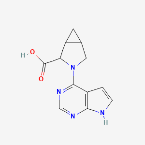 molecular formula C12H12N4O2 B1396475 3-{7H-pyrrolo[2,3-d]pyrimidin-4-yl}-3-azabicyclo[3.1.0]hexane-2-carboxylic acid CAS No. 1296172-33-2