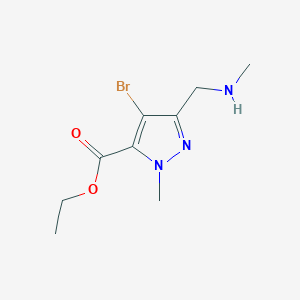 molecular formula C9H14BrN3O2 B13964812 ethyl 4-bromo-1-methyl-3-((methylamino)methyl)-1H-pyrazole-5-carboxylate CAS No. 1454848-20-4