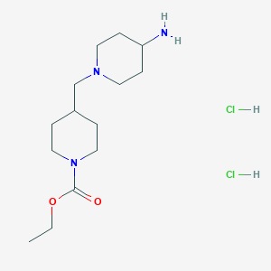 molecular formula C14H29Cl2N3O2 B1396483 Ethyl 4-[(4-aminopiperidin-1-yl)methyl]piperidine-1-carboxylate dihydrochloride CAS No. 1257849-32-3