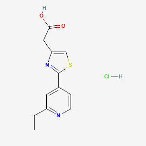 molecular formula C12H13ClN2O2S B1396486 [2-(2-Ethylpyridin-4-yl)-1,3-thiazol-4-yl]acetic acid hydrochloride CAS No. 1332530-85-4